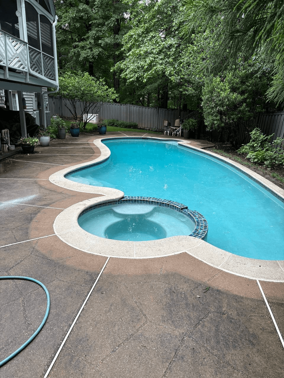 Before — Pool Deck — Stains Lifted, Color Restored