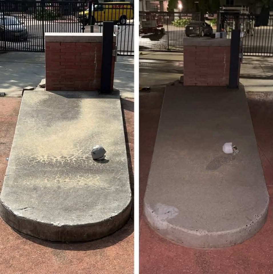 commercial entry concrete cleaning, efflorescence and staining removed from the walkway pad, Maryland