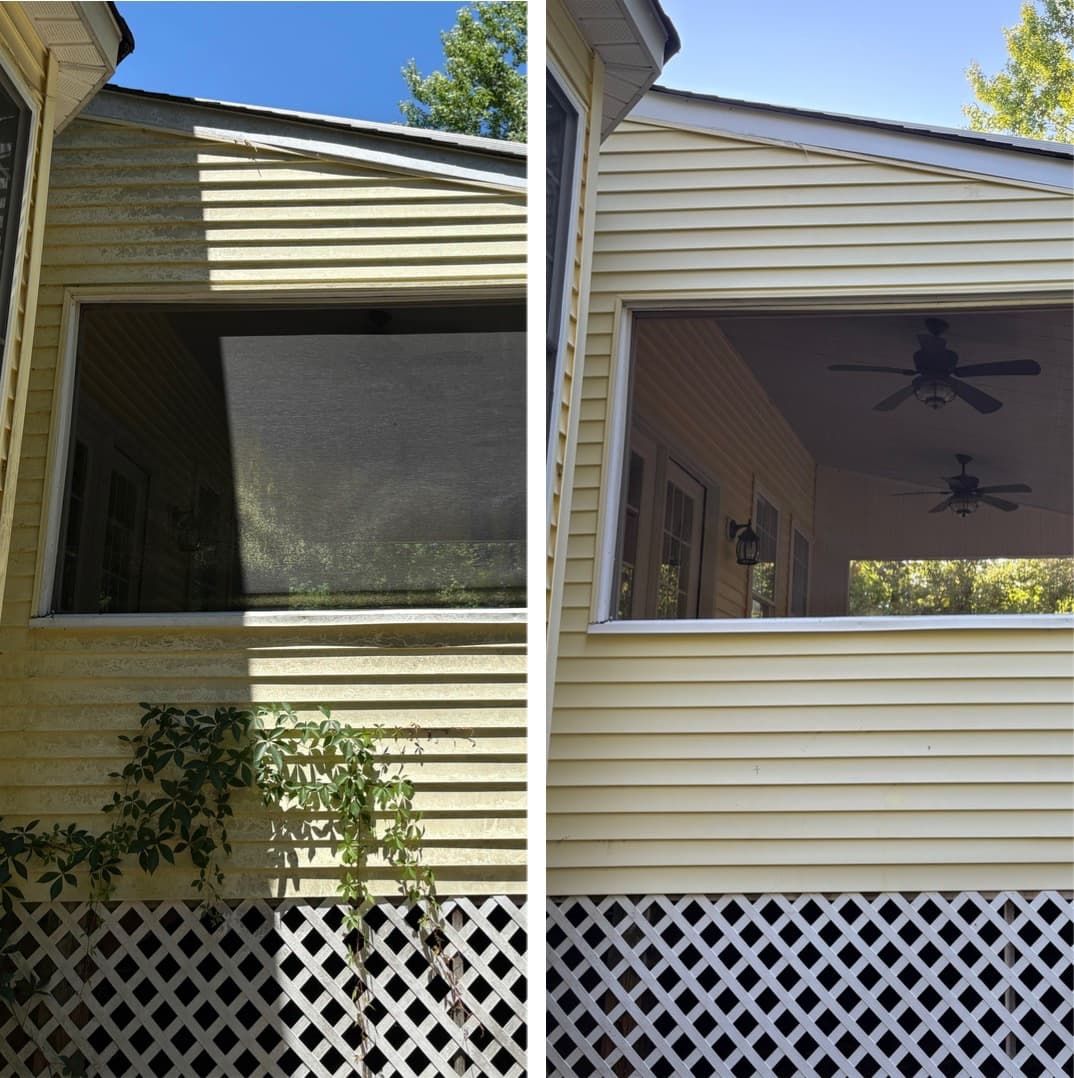 screened porch cleaning, siding, screens and lattice skirting washed and climbing vine cleared, Maryland