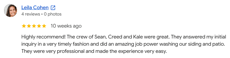 Google review from Leila Cohen, 5 out of 5 stars