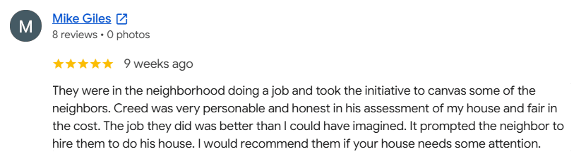 Google review from Mike Giles, 5 out of 5 stars