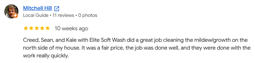 Google review from Mitchell Hill, 5 out of 5 stars
