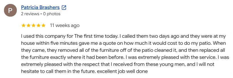 Google review from Patricia Brashers, 5 out of 5 stars
